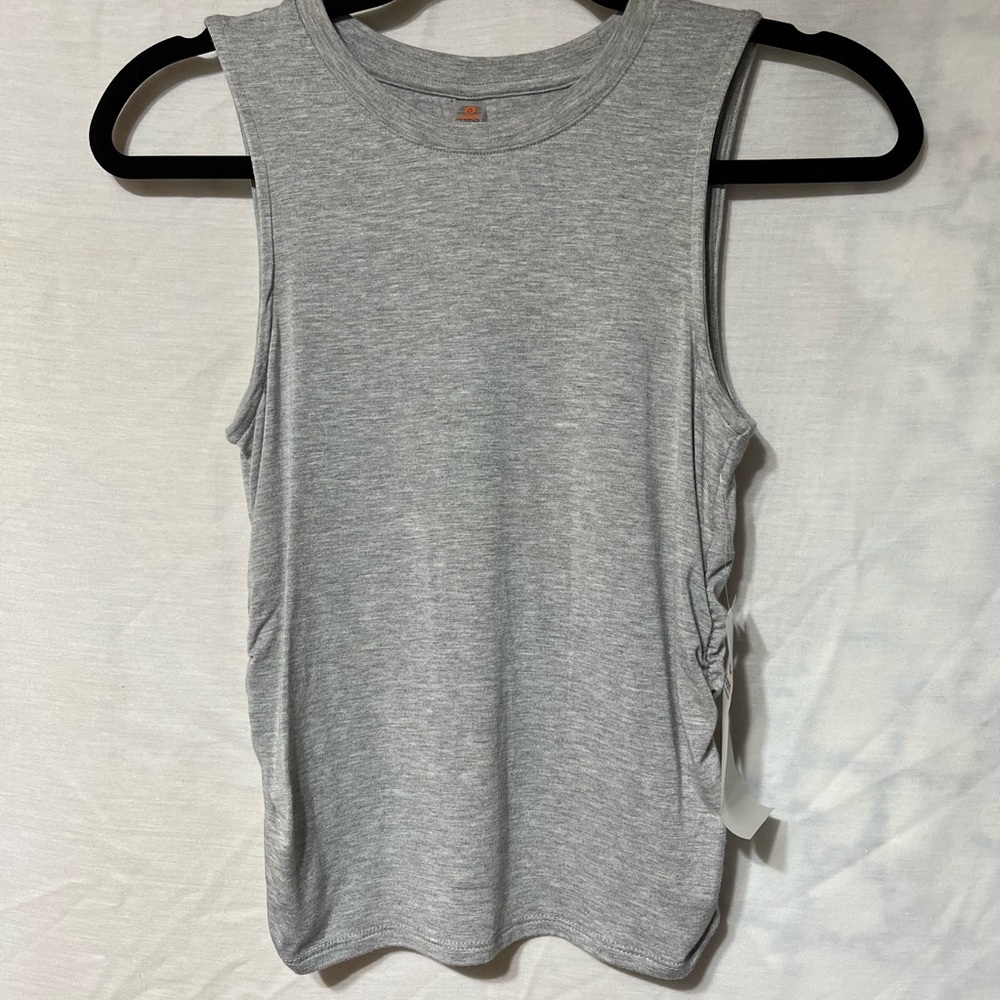 Mono B Gray Tie Front Sleeveless Muscle Tee